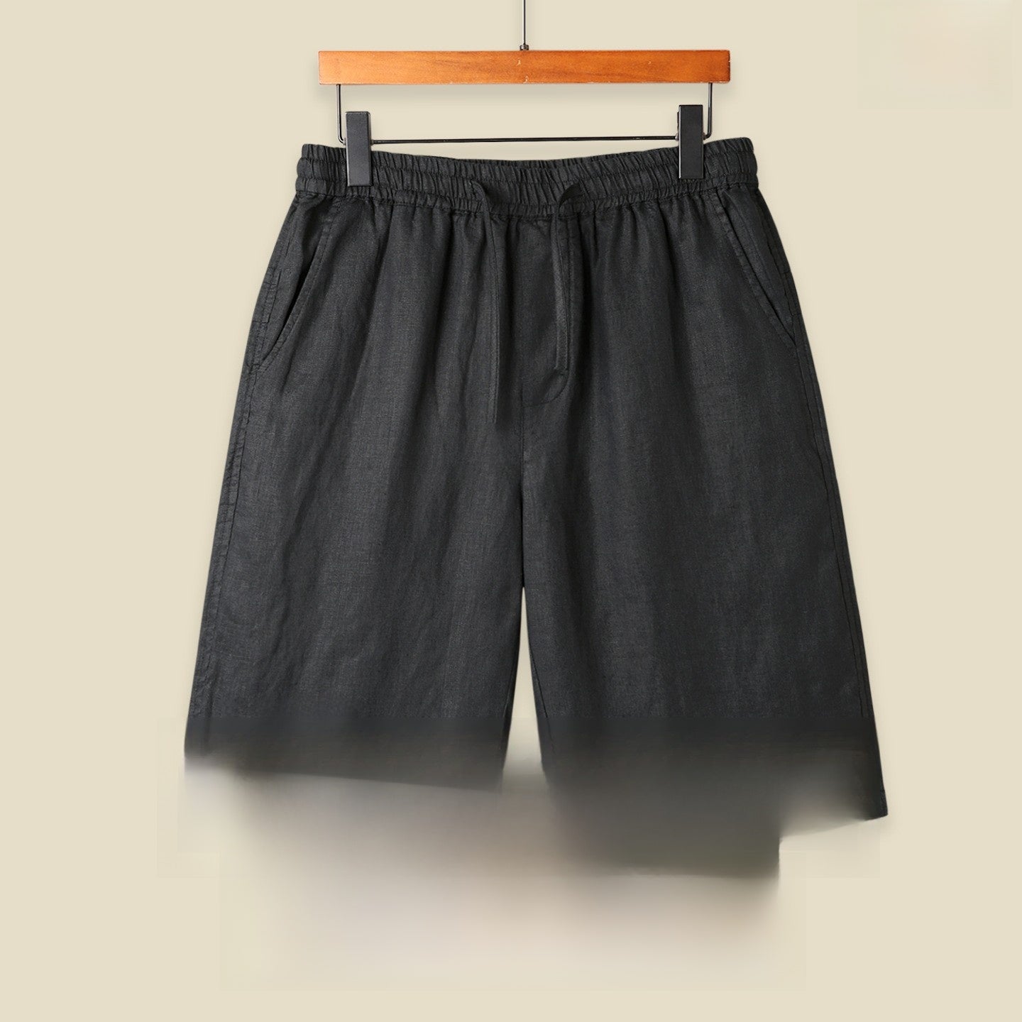 Mens Pure Linen Shorts Drawstring Casual Summer Shorts Breathable Lightweight