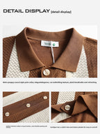 Mens Striped Knit Polo Shirt