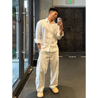 Linen shirt men's summer long-sleeved loose casual jacket