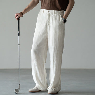 Linen Straight-Leg Casual Trousers