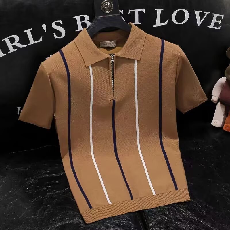 Mens Casual Knitted Polo Shirt