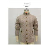 Nouveau Cardigan à Col de Revers pour Hommes, Manches Longues en Jacquard