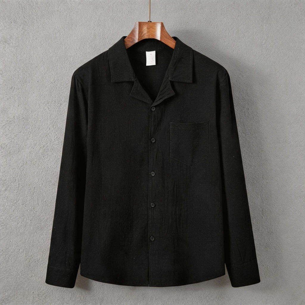 Solid-color long-sleeve shirt