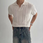 Hollow Mesh Knit Mens Polo Shirt