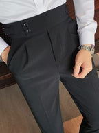 Mens High Waist Straight Leg Trousers