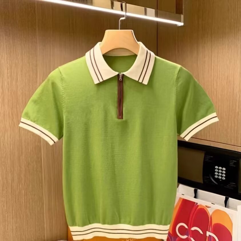 Mens Casual Knitted Polo Shirt