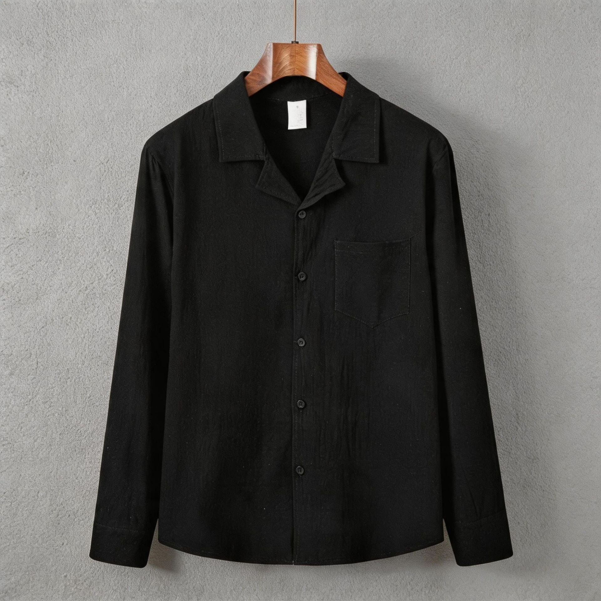 Solid-color long-sleeve shirt