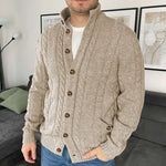 Nouveau Cardigan à Col de Revers pour Hommes, Manches Longues en Jacquard