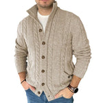 Nouveau Cardigan à Col de Revers pour Hommes, Manches Longues en Jacquard