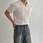 Hollow Mesh Knit Mens Polo Shirt