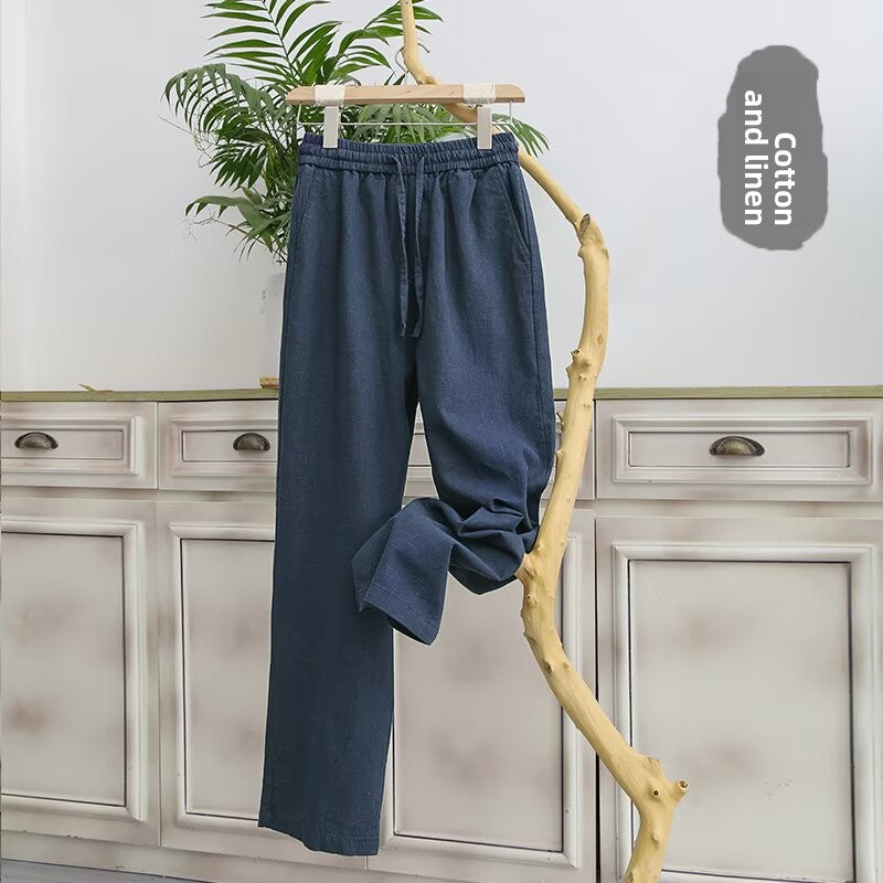 Men's Pure Linen Casual Straight Leg Pants