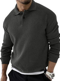 Pull à revers pour homme, coupe slim, manches longues, en maille urbaine 