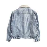 Veste en jean d'hiver pour homme en laine d'agneau délavée