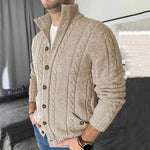 Nouveau Cardigan à Col de Revers pour Hommes, Manches Longues en Jacquard