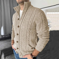 Nouveau Cardigan à Col de Revers pour Hommes, Manches Longues en Jacquard