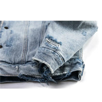 Veste en jean d'hiver pour homme en laine d'agneau délavée